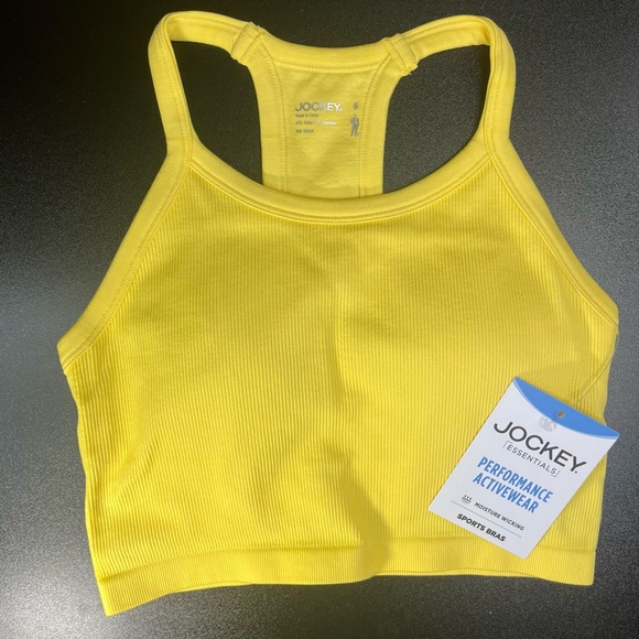 NWT JOCKEY SEAMFREE JERSEY RIBBED SPORTS BRA, LEMON DROP🍋 - Picture 4 of 11